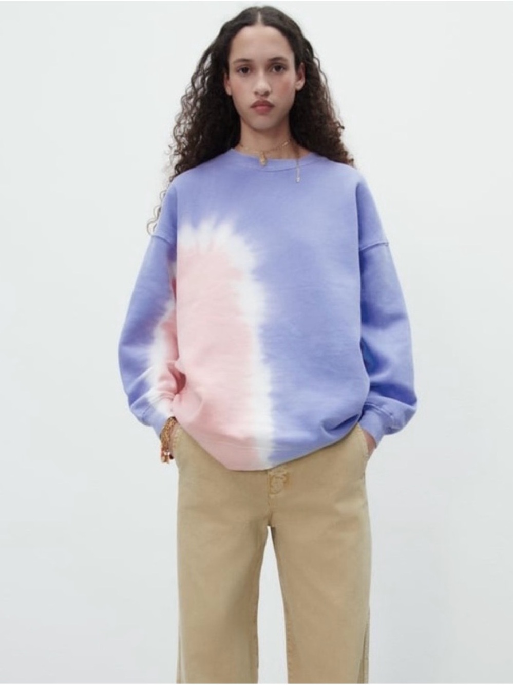 Zara Lavender and Soft Pink Tie-Dye Crewneck Sweatshirt - Women
